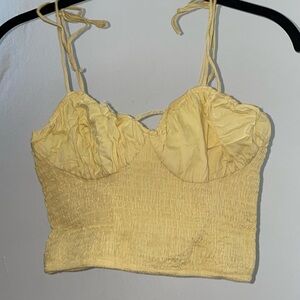 Yellow Smocked Bustier Top